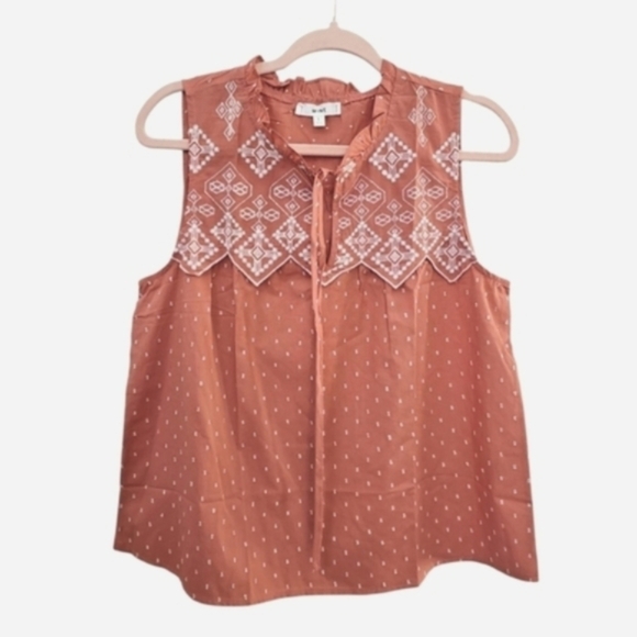 mine Tops - NEW Mine Women Cotton Embroidered Pink Top Size L Western Festival